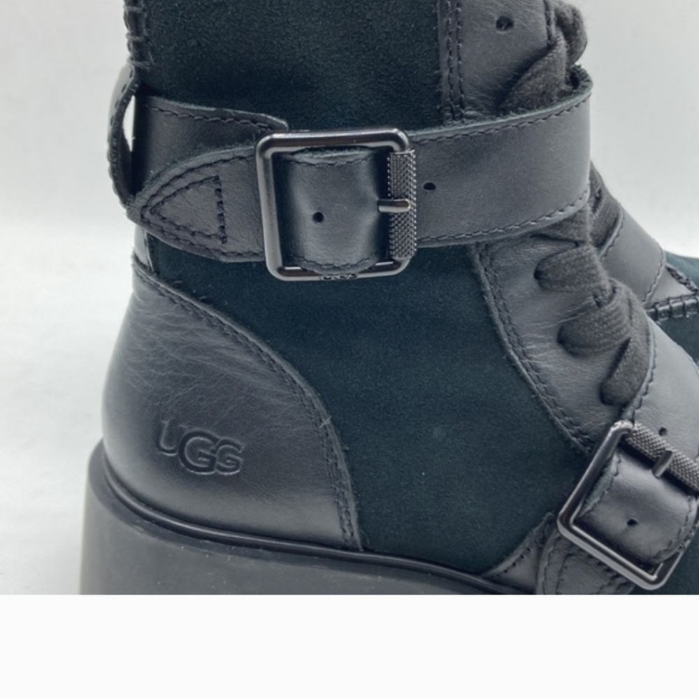 UGG Women's Zorrah Black Moto Bike Buckle Suede Boots